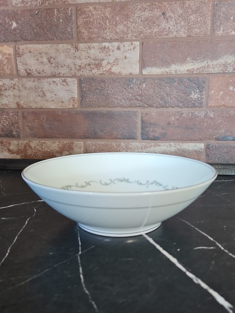 Noritake Chaumont White and Silver Ceramic Serving Bowl